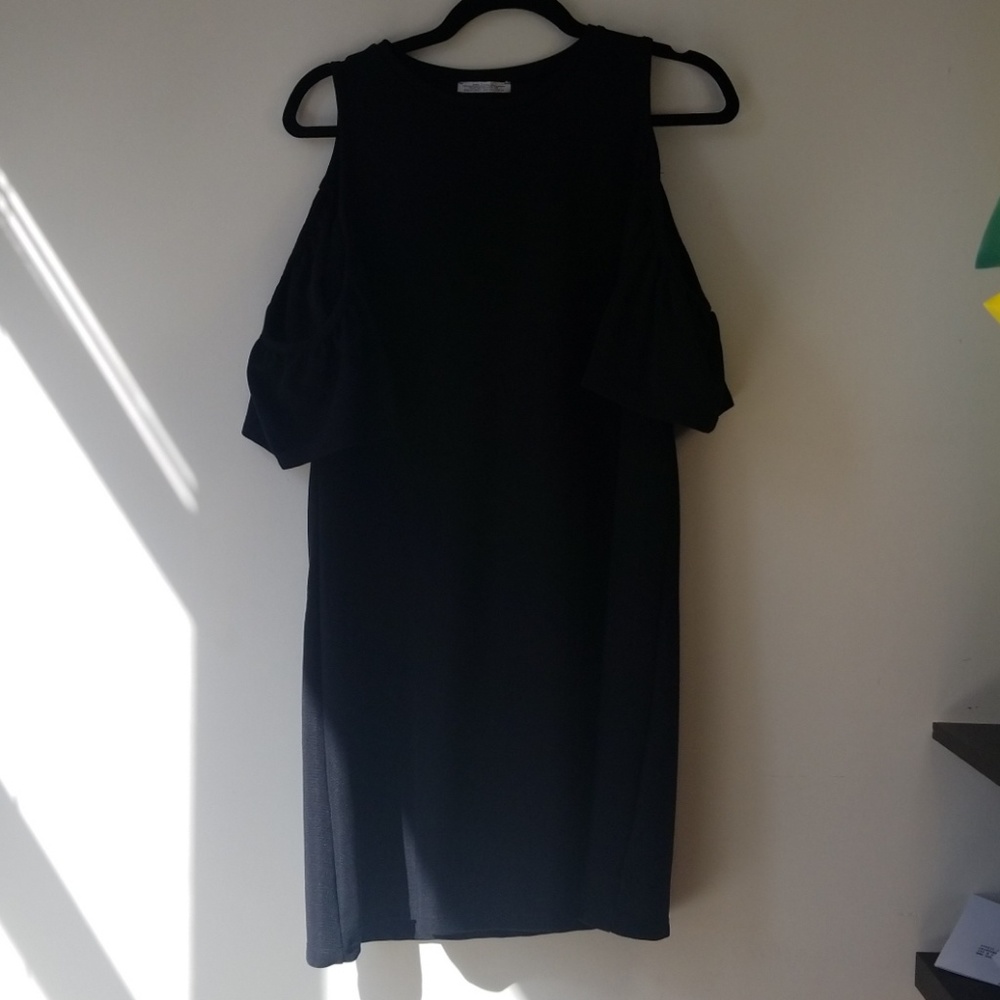 Zara Trufaluc Black Bell off the shoulder dress